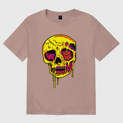 Футболка оверсайз женская Желтый растекшийся череп, цвет: пыльно-розовый