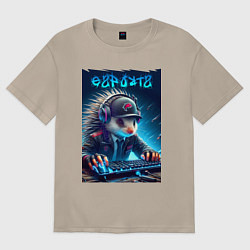 Футболка оверсайз женская Дикобраз командный игрок - неоновое свечение, цвет: миндальный