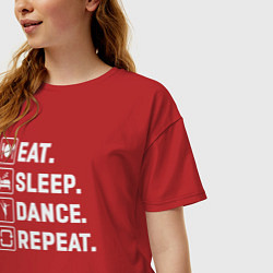 Футболка оверсайз женская Есть спать танцевать повторять, цвет: красный — фото 2