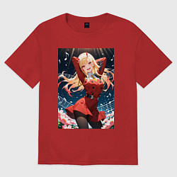 Футболка оверсайз женская Марин Китагава косплей 002 Darling in the Franxx, цвет: красный
