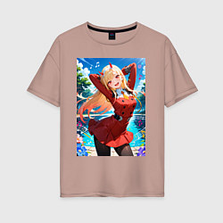 Футболка оверсайз женская Марин Китагава косплей 002 Darling in the Franxx, цвет: пыльно-розовый