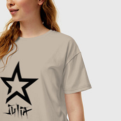 Футболка оверсайз женская Юлия - звезда, цвет: миндальный — фото 2
