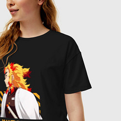 Футболка оверсайз женская Клинок рассекающий демонов Kyoujurou профиль, цвет: черный — фото 2