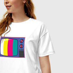 Футболка оверсайз женская Ретро телевизор, цвет: белый — фото 2