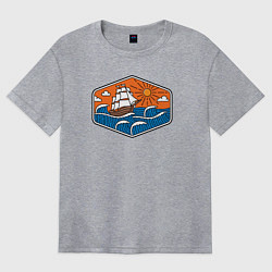 Футболка оверсайз женская Кораблик в океане, цвет: меланж