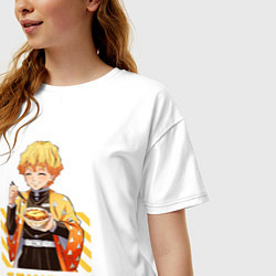 Футболка оверсайз женская Клинок рассекающий демонов Зеницу обедает, цвет: белый — фото 2