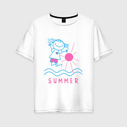 Футболка оверсайз женская Веселое лето, цвет: белый