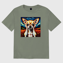 Футболка оверсайз женская Крик Чихуахуа в шоке, цвет: авокадо