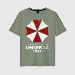 Футболка оверсайз женская Umbrella corporation logo, цвет: авокадо