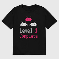 Футболка оверсайз женская Уровень 1 пройден, цвет: черный