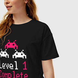 Футболка оверсайз женская Уровень 1 пройден, цвет: черный — фото 2