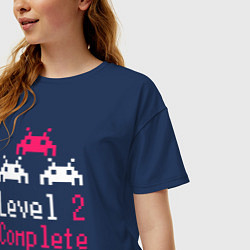 Футболка оверсайз женская Уровень 2 пройден, цвет: тёмно-синий — фото 2
