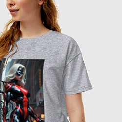 Футболка оверсайз женская Девушка-веном, цвет: меланж — фото 2