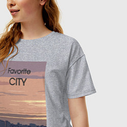Футболка оверсайз женская Favorite city с городским пейзажем, цвет: меланж — фото 2
