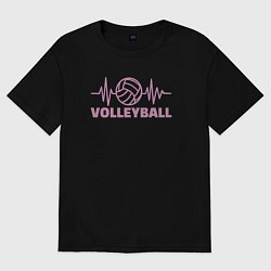 Футболка оверсайз женская Волейбольный пульс, цвет: черный