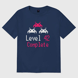 Футболка оверсайз женская Уровень 42 пройден, цвет: тёмно-синий