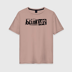 Футболка оверсайз женская Blink 182 трафарет черный, цвет: пыльно-розовый