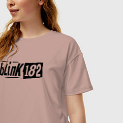 Футболка оверсайз женская Blink 182 трафарет черный, цвет: пыльно-розовый — фото 2