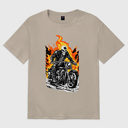 Футболка оверсайз женская Призрачный гонщик в огне, цвет: миндальный