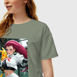Футболка оверсайз женская Джесси и Пикачу, цвет: авокадо — фото 2