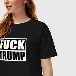 Футболка оверсайз женская Trump fuck, цвет: черный — фото 2
