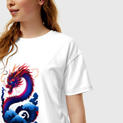 Футболка оверсайз женская Разноцветный китайский дракон, цвет: белый — фото 2