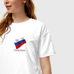Футболка оверсайз женская Я русский - патриотизм, цвет: белый — фото 2