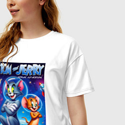 Футболка оверсайз женская Jerry and Tom - space adventure, цвет: белый — фото 2