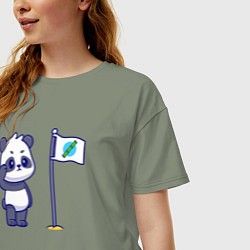 Футболка оверсайз женская Флаг панды, цвет: авокадо — фото 2
