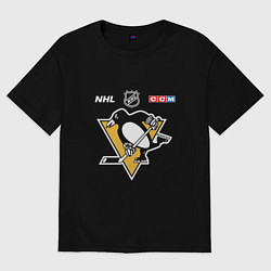Футболка оверсайз женская Питтсбург Пингвинз - НХЛ команда, цвет: черный