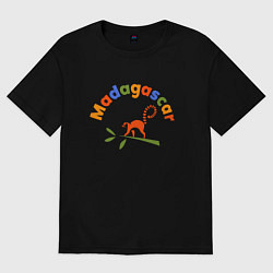 Футболка оверсайз женская Лемур в Мадагаскаре, цвет: черный