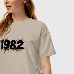 Футболка оверсайз женская 1982 год в стиле гранж, цвет: миндальный — фото 2