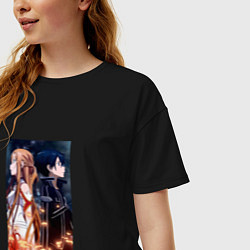 Футболка оверсайз женская САО - Kirito Asuna, цвет: черный — фото 2