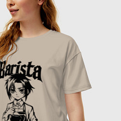 Футболка оверсайз женская Бариста аниме, цвет: миндальный — фото 2