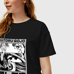 Футболка оверсайз женская Сатору Годжович - Магическая битва, цвет: черный — фото 2