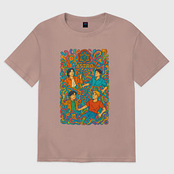 Футболка оверсайз женская Astro психоделика, цвет: пыльно-розовый