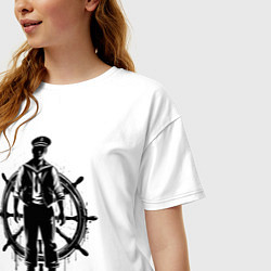 Футболка оверсайз женская Капитан и штурвал граффити, цвет: белый — фото 2