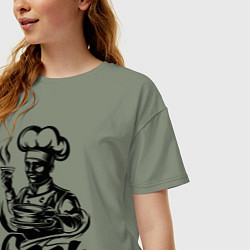 Футболка оверсайз женская Повар готовит блюдо, цвет: авокадо — фото 2