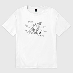 Футболка оверсайз женская Стартапер - ракета, цвет: белый