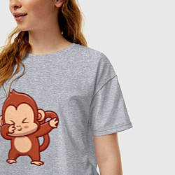 Футболка оверсайз женская Dabbing monkey, цвет: меланж — фото 2