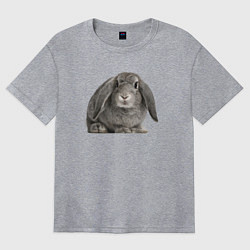 Футболка оверсайз женская Серый пушистый кролик, цвет: меланж