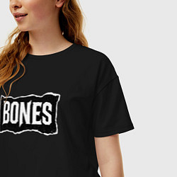 Футболка оверсайз женская Bones лого, цвет: черный — фото 2