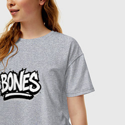 Футболка оверсайз женская Bones белый логотип, цвет: меланж — фото 2