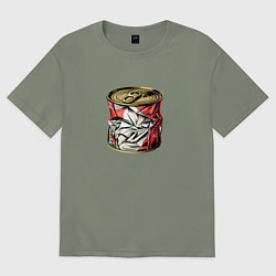 Футболка оверсайз женская Мятая консервная банка, цвет: авокадо