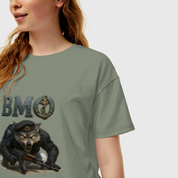 Футболка оверсайз женская Злой волк ВМФ, цвет: авокадо — фото 2