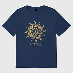 Футболка оверсайз женская Славянский чертог лося, цвет: тёмно-синий