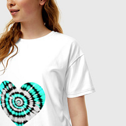 Футболка оверсайз женская Сердце Тай Дай, цвет: белый — фото 2