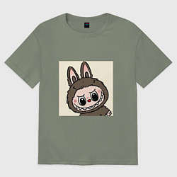 Футболка оверсайз женская Лабубу с милой мордашкой, цвет: авокадо