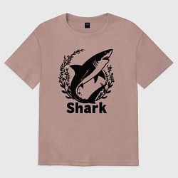 Футболка оверсайз женская Акула в водрослях, цвет: пыльно-розовый