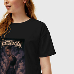 Футболка оверсайз женская XXXTentacion в дыму, цвет: черный — фото 2